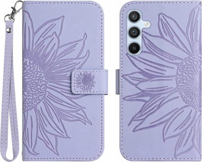 Coverup Hoesje - Geschikt voor Samsung Galaxy A16 Hoesje - Coverup Zonnebloem Book Case met Koord - Lavendel
