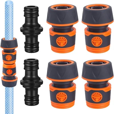 Hose Connector Set 3/4 inch - 4 Stuks Tuinslang Koppelingen met 2 Couplings voor Tuin en Huishouden, Ideaal voor Slangaansluitingen en Waterdoorvoer