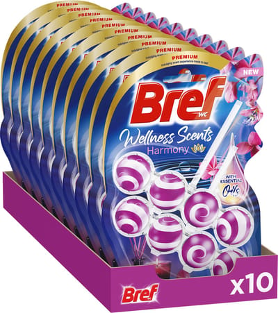Bref - Wellness Scents - Harmony - Toiletblok - Ontspannende Geurervaring - Voordeelverpakking - 10 x 2 Stuks