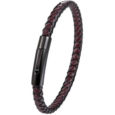 Roestvrij Stalen Armband Mannen Echte Lederen Armbanden Eenvoudige Stijl Dames Zwarte Kleur Lederen Armband Voor Vrouwen Tz83 20cm gray