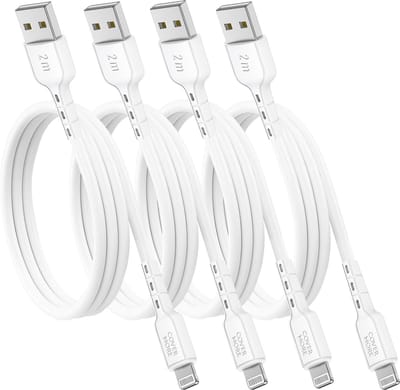 4 pack usb Lightning kabels geschikt voor iPhone en iPad - 2 meter - Oplader kabel - Voor opladen en data overzetten - Wit