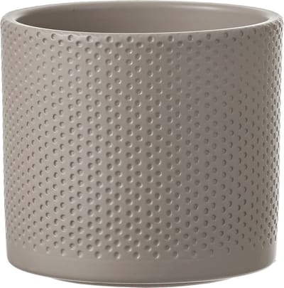Mica Decorations Bloempot - taupe - relief - keramiek - D15 x H13 cm - plantenpotten binnen