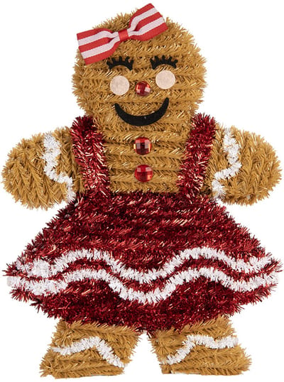 Clayre & Eef Kerstdecoratie Gingerbread man 22x4x28 cm Bruin Kunststof