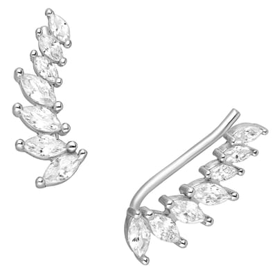 EAR IT UP - Oorklimmers - Ear climbers - Earclimbers - Ear crawlers - Gerhodineerd zilver - Zirkonia - Klauwzetting - 15 x 5 mm - 1 paar