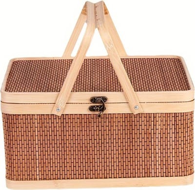 Bovista Picknickmand - Picknickmanden - Piknik - Pick Nick - Picknicktas - Mand - Lunchbox - Zomer - Bruin