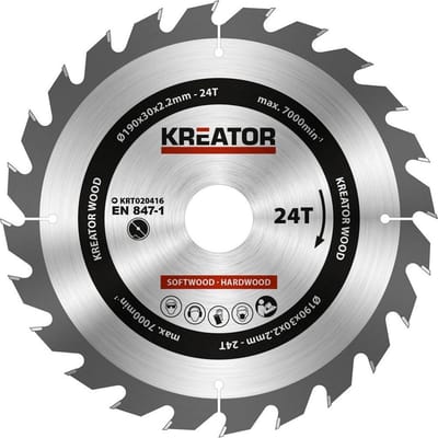 Kreator KRT020416 Zaagblad hout 190 mm -24T