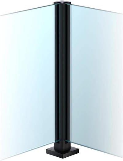 Glazen Reling Paal - Balustrade Paal Vangrail Paal - Balkon Afschermen - Roestvrij Staal Constructie - 85 cm - Mat Zwart