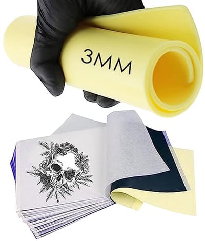 A4 kunsthuid tattoo stencil papier set - 20 stuks transferpapier en 3 stuks oefenhuid tattoo skins