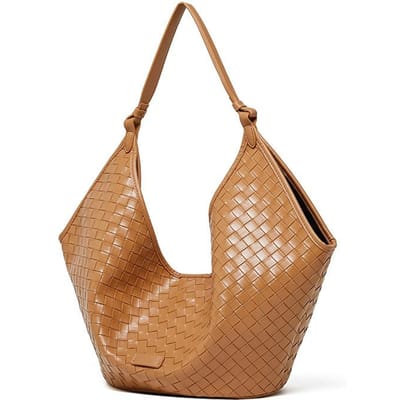 Leren Tas Dames Mode Koeienhuid Gevlochten Patroon Dames Klasse Pendeltas bruin