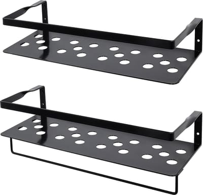 Uten Wandplank - Muurplank - Planchet - Wandrekje - Wandplankje - Wandrek - Zwevend - Industrieel - Metaal - Zwart - 2 Planken - L 41 (2 Kleuren)