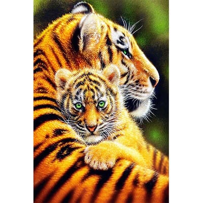Peinture diamant 5D Tigre Kits de point de croix Artisanat Broderie diamant DIY 20X30CM black