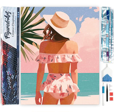 Figured'Art Diamond Painting set Volwassenen 40x50 cm Zomerschoonheid - 5D DIY Art full drill vierkante diamant - Opgerold canvas