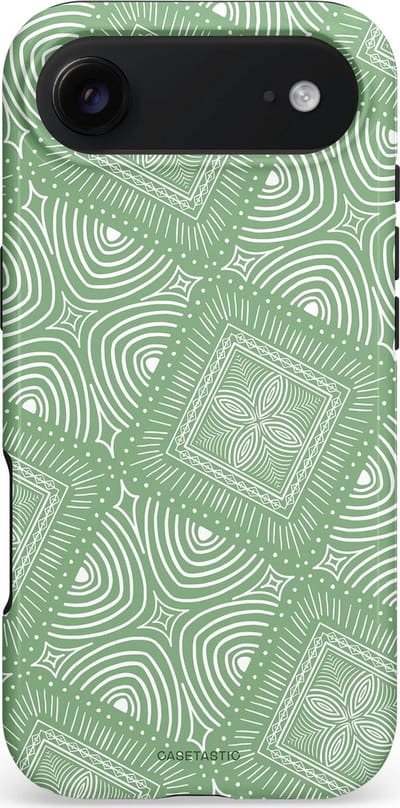 Casetastic hoesje geschikt voor Apple iPhone Air - MagSafe - Dubbellaagse bescherming - Groene Mandala - Fashion Case - Saliegroen