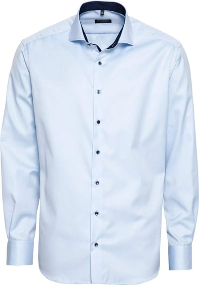 ETERNA comfort fit overhemd - niet doorschijnend twill heren overhemd - lichtblauw (blauw contrast) - Strijkvrij - Boordmaat: 41