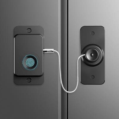 Vingerafdruk Koelkastslot - Biometrisch Slot Kinderveiligheid - Kasten Beveiligen - Sleutelloos Ontgrendelen - 7.6 x 4 x 1 cm - Zwart