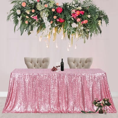 Dailygoods - 50 x 80 Fuchsia Roze Pailletten Tafelkleed - Tafelhoes voor Bruiloft en Banket
