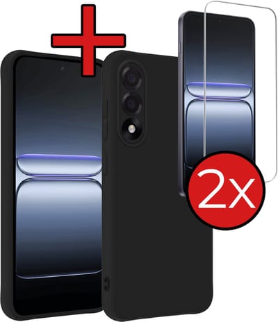 Hoesje - Met 2x Screenprotector - Geschikt voor OnePlus Nord 5 - Sterk & Shockproof - Telefoon Hoes - Back Cover - Siliconen Case - Telefoonhoes - Zwart