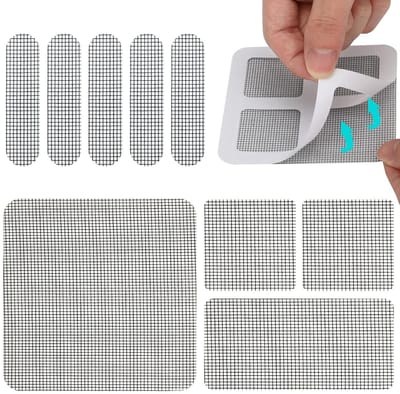 SnelShoppen - 40 Stuks Vliegengordijn Reparatietape - Zelfklevende Glasvezel Patches - 4 Maten - Ideaal voor Insectenbescherming binnen & buiten - Wat