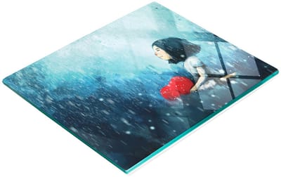 Decoratieve glazen snij- en serveerplank, meisjeshart, 60x52 cm