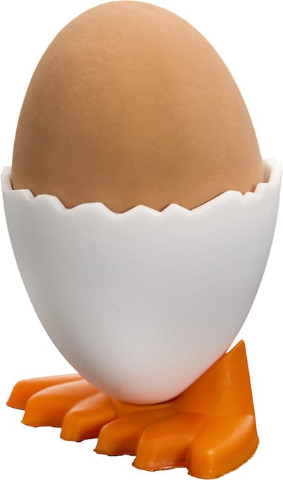 Cook Concept Eierdopje - 2x - kippenpootjes - wit/oranje - pasen - paastafel accessoires
