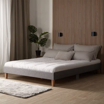 Homestyle4u Tweepersoonsbed - 160x200 cm - Gestoffeerd bed - Grijs