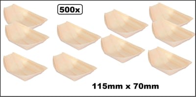 500x Amuse bootje hout 115mm x 70mm BIO FSC 100% - Amuse gerechten fingerfood hapjes