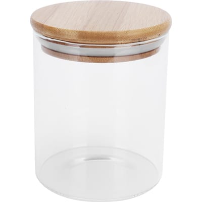 450ml Houten Ronde Voorraadpot met Deksel Transparante Glazen Voedselcontainer voor Thee Koffie Specerijen