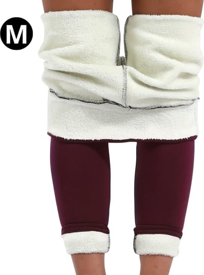 Bovista Winter Panty - Gevoerde Panty - Fleece panty - Legging Thermo Panty - Warme Panty - Elastisch - Hoge Taille - Maat M - Bordeaux Rood