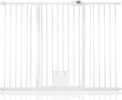 Bettacare Hoog Hek met Kattenluik, 139,8cm - 147,4cm, Wit, 104cm Hoog
