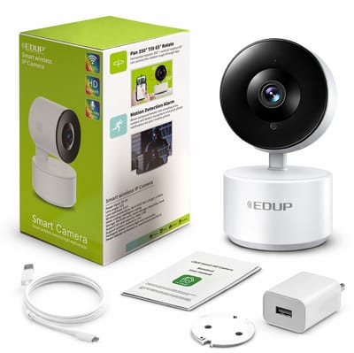 EDUP Beveiligingscamera 2K - 360° draaibaar - Binnen 1 minuut aangesloten - Beveiligingscamera's - Huisdiercamera - Beweeg en Geluidsdetectie - 2-Weg Audio