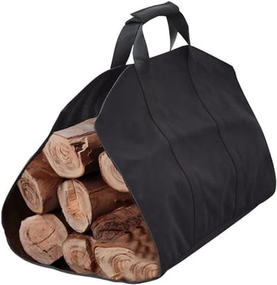 Brandhout Opbergtas - Draagbare Houtzak - Outdoor Haardhout - Grote Capaciteit - 41x31x43 cm - Zwart