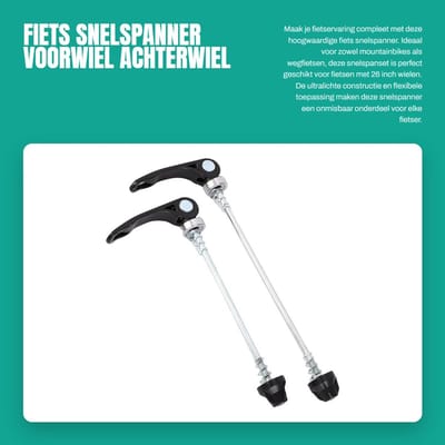 Dailygoods- Snelspanner - Voorwiel/Achterwiel - Zadelpenklem - Ultralicht - MTB - Hoogwaardige IJzer-Aluminiumlegering - Eenvoudig te Bedienen - Fietsas