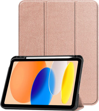 Hoesje - Geschikt voor Apple iPad A16/A18 (2025/2026) - 11 inch (11e & 12e generatie) - Dun & Stevig - Trifold Bookcase - Hard Cover Case - Met Uitsparing Geschikt voor Apple Pencil - Hardcover Book - Tablet Hoes - Rosé goud