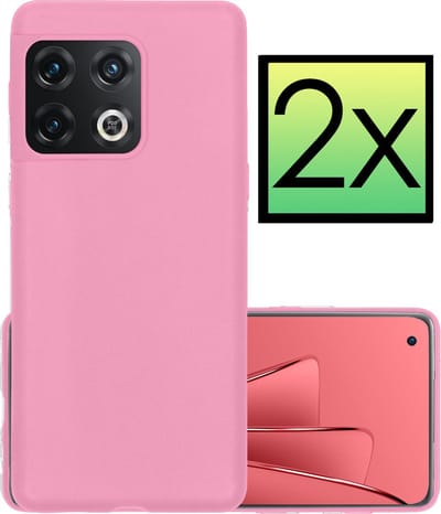 Hoesje - 2 Stuks - Geschikt voor OnePlus 10 Pro - Sterk & Shockproof - Case Siliconen - Back Cover - Telefoon Hoes - Lichtroze