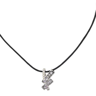 Behave - Ketting met Asymmetrische Hanger en Kristallen - Zilverkleurig - 41 cm