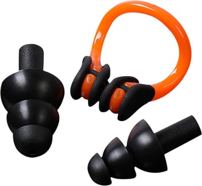 Neusclip Set – Oordoppen & Neusknijper – Zwart – Complete Zwemset – Comfortabele Neusclip – Zachte Oordoppen – Waterdichte Bescherming – Zwemtraining en Recreatie – Duurzaam en Betrouwbaar