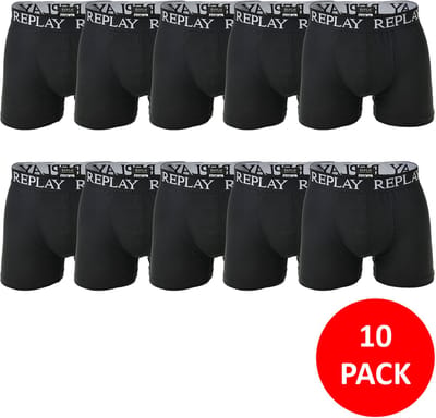 Replay - Boxershort Heren - 10 Stuks - Maat L - Zwart - Onderbroeken Heren