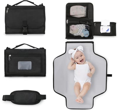 Unyqoos® Ruim en waterdicht draagbaar verschoningskussen met handige opbergtas voor baby's