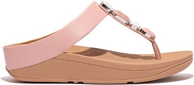FitFlop Damen Flip Flops Fino Multi-Stone Leather Toe-Post Sandals IU9 Soft Blush-38
