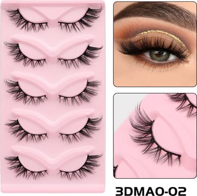5 paar valse wimpers - 3D valse wimpers set - driedimensionaal effect - laatste mode - kunstwimpers - gratis wimperkruller - gratis wimperkam - 18 mm extra lang