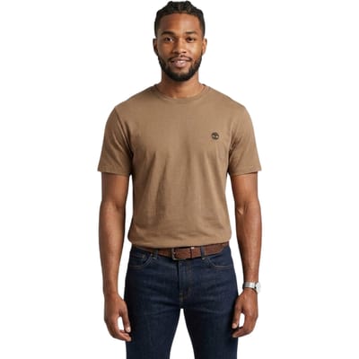 Timberland Heren-T-shirt met ronde hals en ‘River’-borduursel (Chocolade Chip)