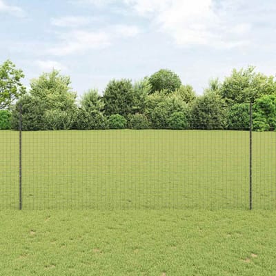 vidaXL - Euro-hek - met - palen - 10 - x - 1,4 - m - PVC-Coated - Staal - Grijs - Mesh
