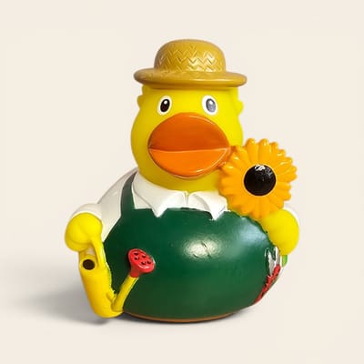 Badeend tuinier – origineel cadeautje voor tuinliefhebbers