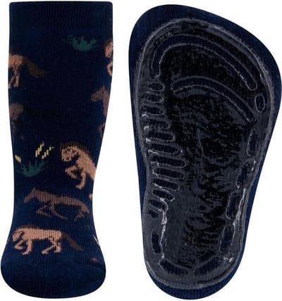 Antislip kindersokken met paarden print – Navy – 39-42