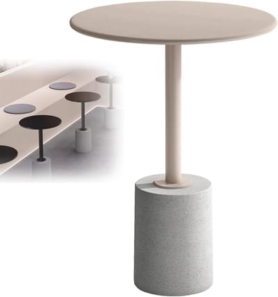 Ronde Bijzettafel - Accent Tafel - Koffiedrinken - Waterdichte Metalen Structuur - 40x65cm - Beige