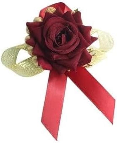 Pols Corsage - Bruiloft Armband - Feestelijke Accessoires - Echte Rozen Look - 1 Gram - Bordeaux