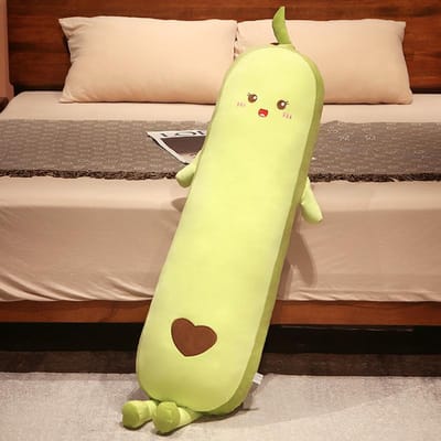 Groene Avocado Lang Kussen Gevuld Fruit Pluche Speeltje Peluche Hoofdsteun Kussen Hartjespatroon Kawaii Slaapmaatje Cadeau 80cm groen