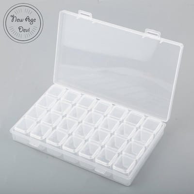 Diamond Painting Sorteerdoos - Diamond Painting box - Wit - Sorteerdoos - Vakjesdoos - 28 Vakjes - Transparant