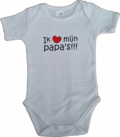 Witte romper met "Ik hou van mijn papa's" - maat 74/80 - vaderdag, cadeautje, kraamcadeau, grappig, geschenk, baby, tekst, bodieke