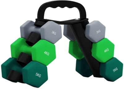 Halter Set 42x10x30cm 6 Delige Set Halter Veelkleurig Metaal Met Standaard Hexagon Halterset Voor Krachttraining Fitness Thuis Gym Grijs Groen Turkst